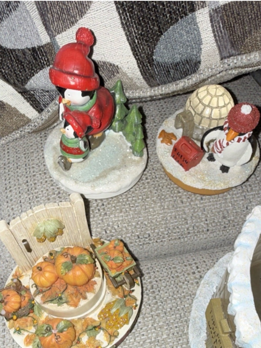 Holiday Penguin Snow Figurine - Red and Green